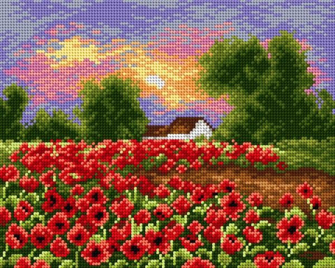 Needlepoint canvas for halfstitch without yarn Summer Meadow 2182H - Printed Tapestry Canvas